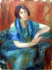 William Glackens (American, 1870-1938)  Girl with Blue Scarf, 1920  Oil on canvas
