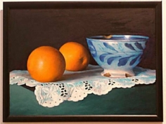 Oliver Johnson(1948-)  Still Life with Bowl & Oranges c. 1995 Oil on panel