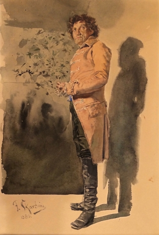 Franz Skarbina (Berlin 1849 -1910) Standing Man in Costume, 1880 Watercolor