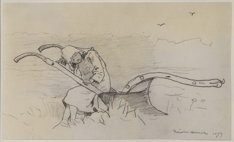 Winslow Homer (1836-1910)  Girl Sitting on a Plow, 1879  Pencil on paper