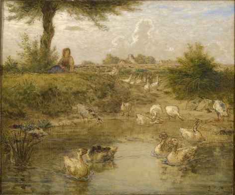 JEAN FRANÇOIS MILLET  French 1814-1875  The Goose Girl (La Petite Gardeuse d’Oise)  ca.1867-1870